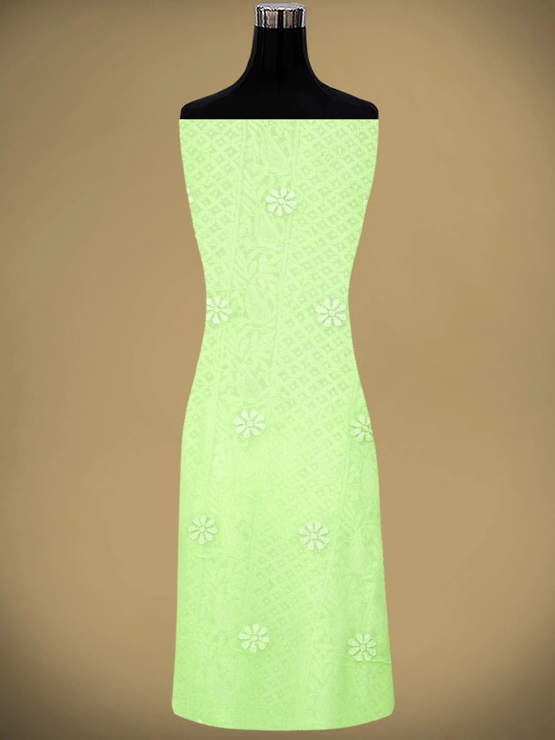 Ada Hand Embroidered Pista Green Viscose Georgette Lucknowi Chikankari Unstitched Kurta Dupatta Set With Cutdana Work  01A957820