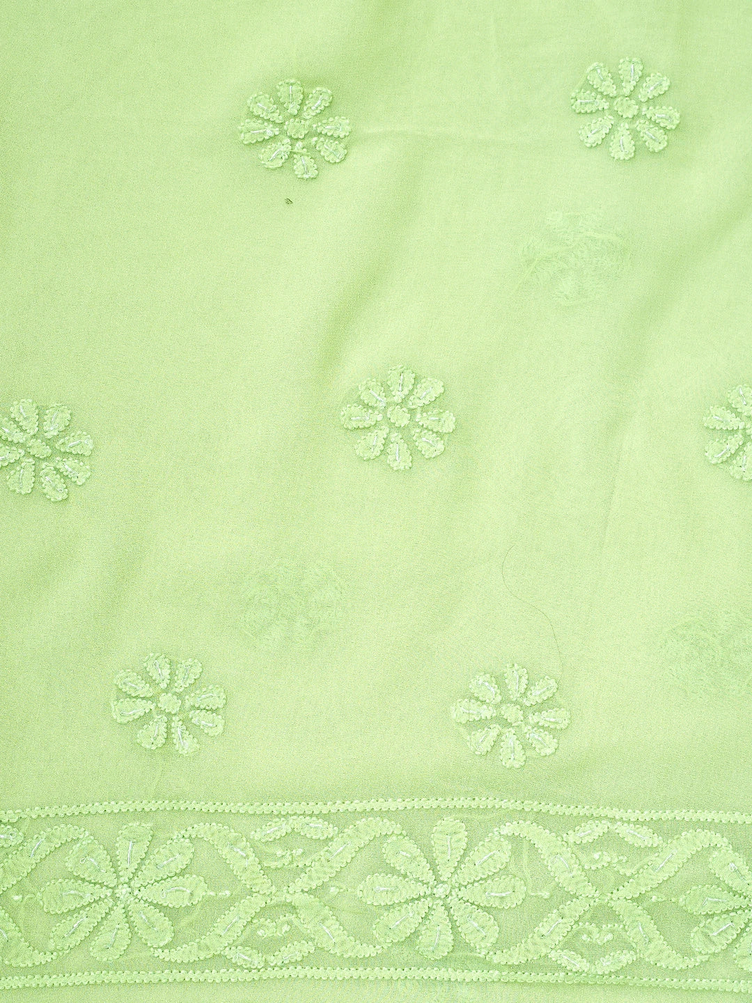 Ada Hand Embroidered Pista Green Viscose Georgette Lucknowi Chikankari Unstitched Kurta Dupatta Set With Cutdana Work  01A957820