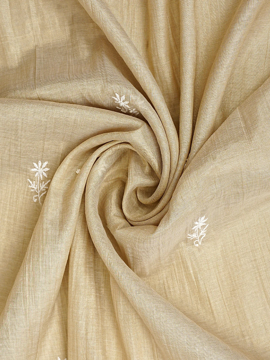 Ada Hand Embroidered Fawn Tissue Lucknowi Chikankari Unstitched Kurta Dupatta Set With Pearl Work 01A968213