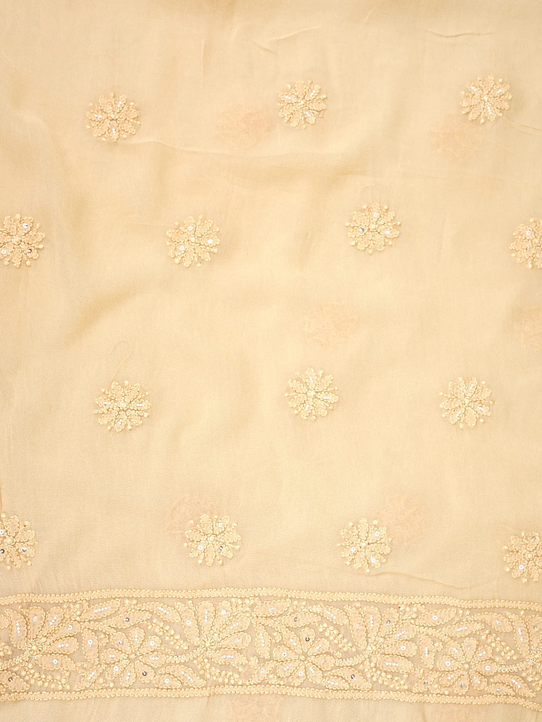 Ada Hand Embroidered Dusty Peach Viscose Georgette Lucknowi Chikankari Unstitched Kurta Dupatta Set With Pearl Work 01A957694