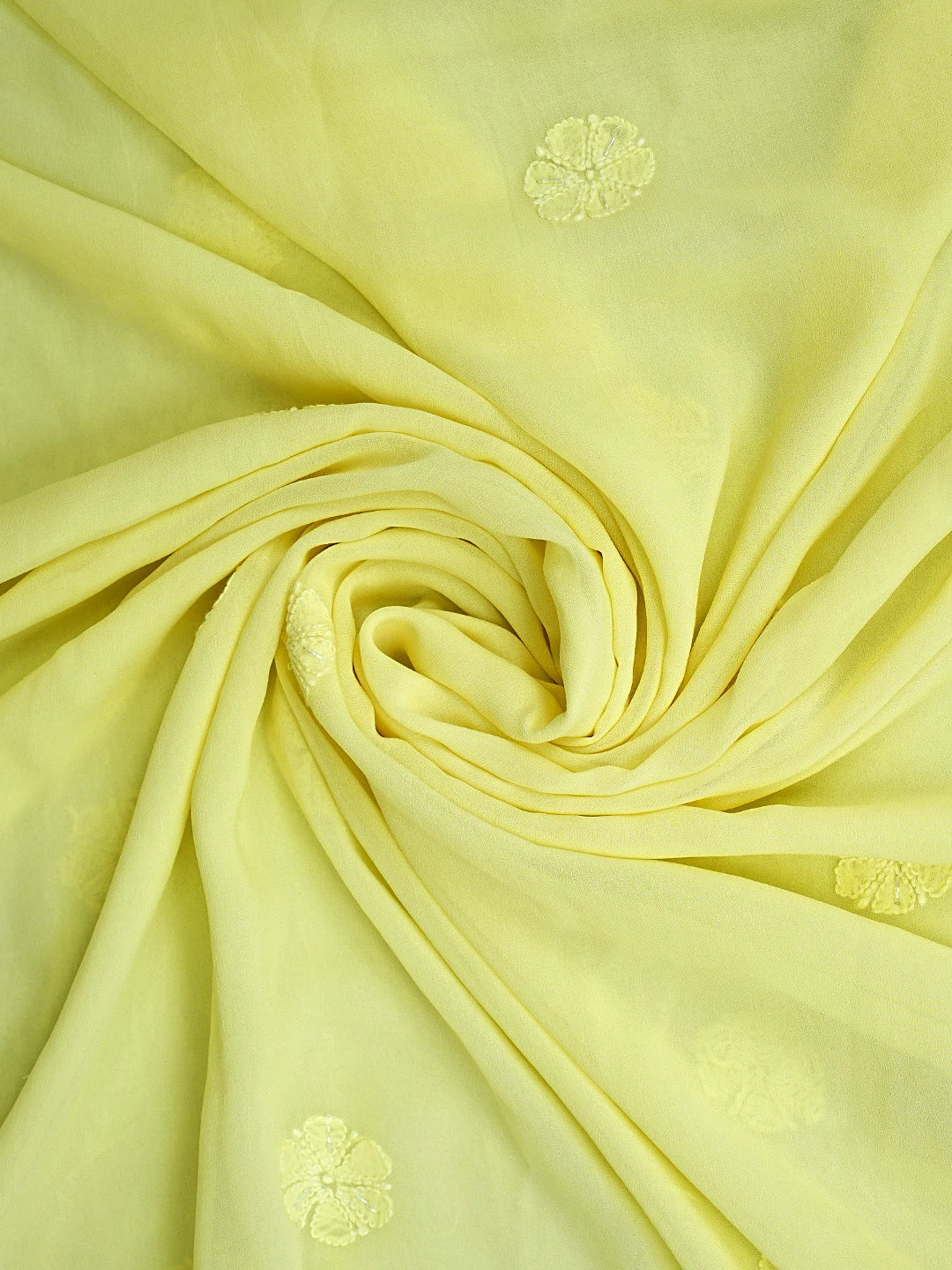 Ada Hand Embroidered Lemon Viscose Georgette Lucknowi Chikankari Unstitched Kurta Dupatta Set With Cutdana Work 01A934082