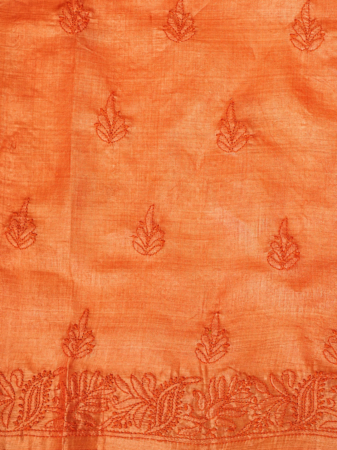 Ada Hand Embroidered Orange Silk Lucknowi Chikankari Unstitched Suit Piece 01A965593