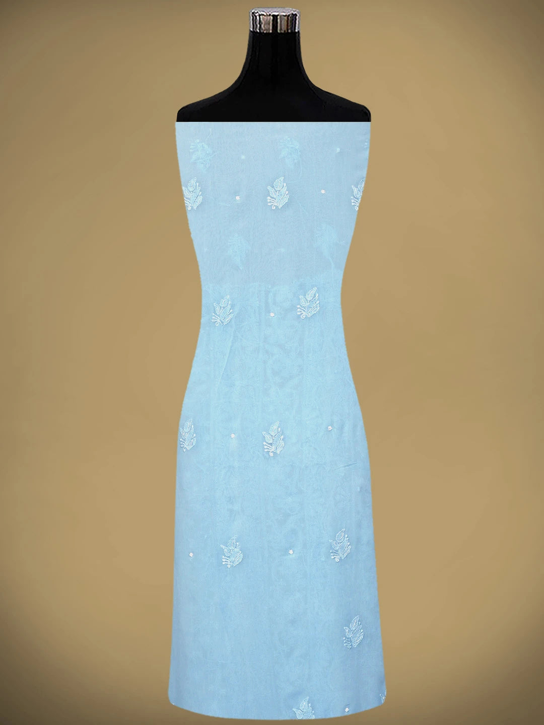 Ada Hand Embroidered Baby Blue Viscose Georgette Lucknowi Chikankari Unstitched Kurta Dupatta Set With Cutdana Work 01A951200