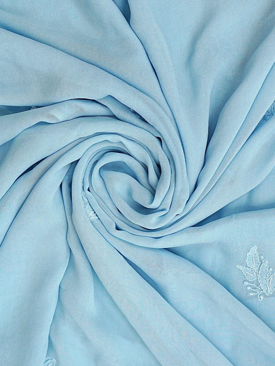 Ada Hand Embroidered Baby Blue Viscose Georgette Lucknowi Chikankari Unstitched Kurta Dupatta Set With Cutdana Work 01A951200