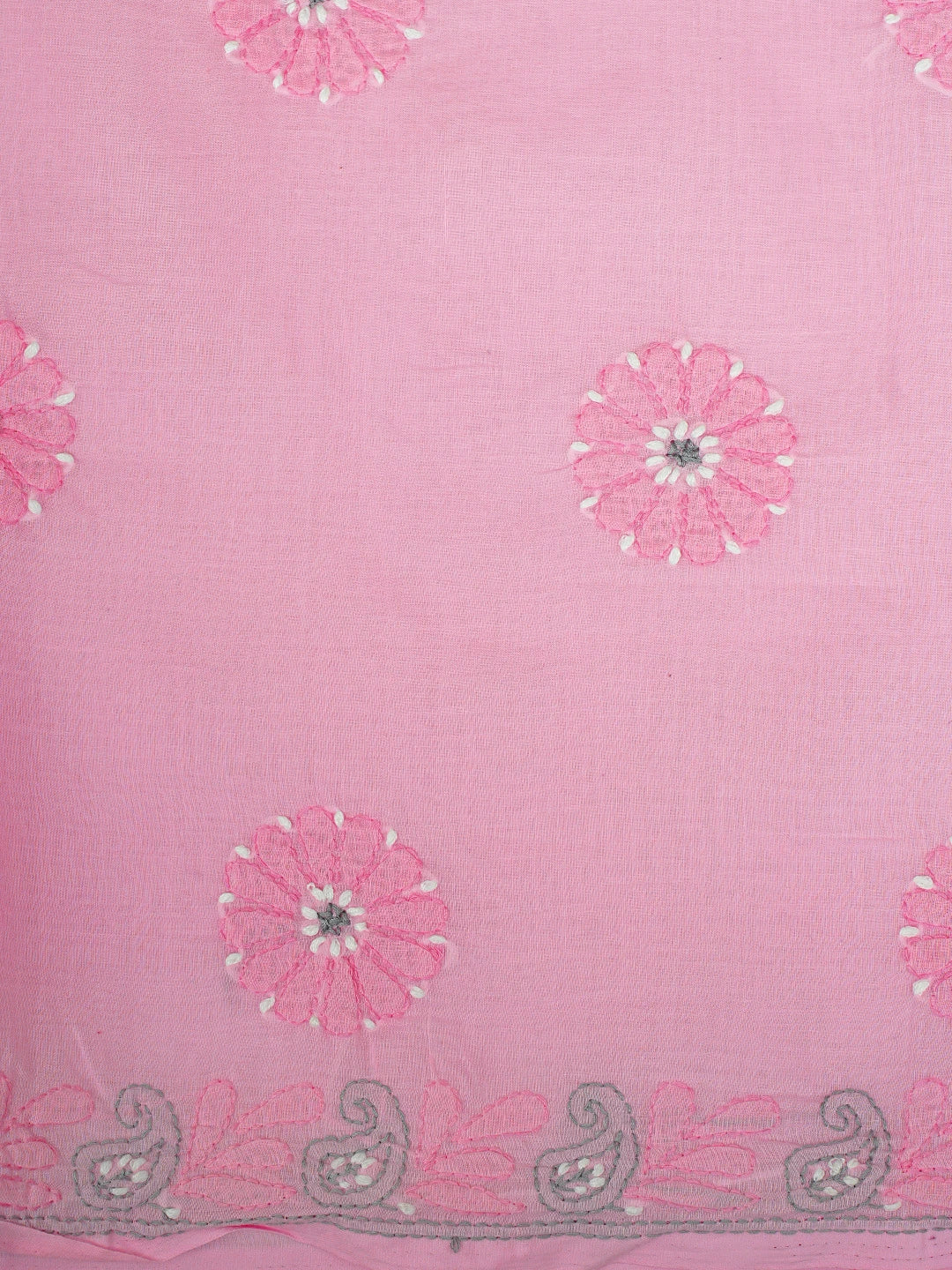 Ada Hand Embroidered Pink Cotton Lucknowi Chikankari Unstitched Suit Piece with Chiffon Dupatta 01A882480