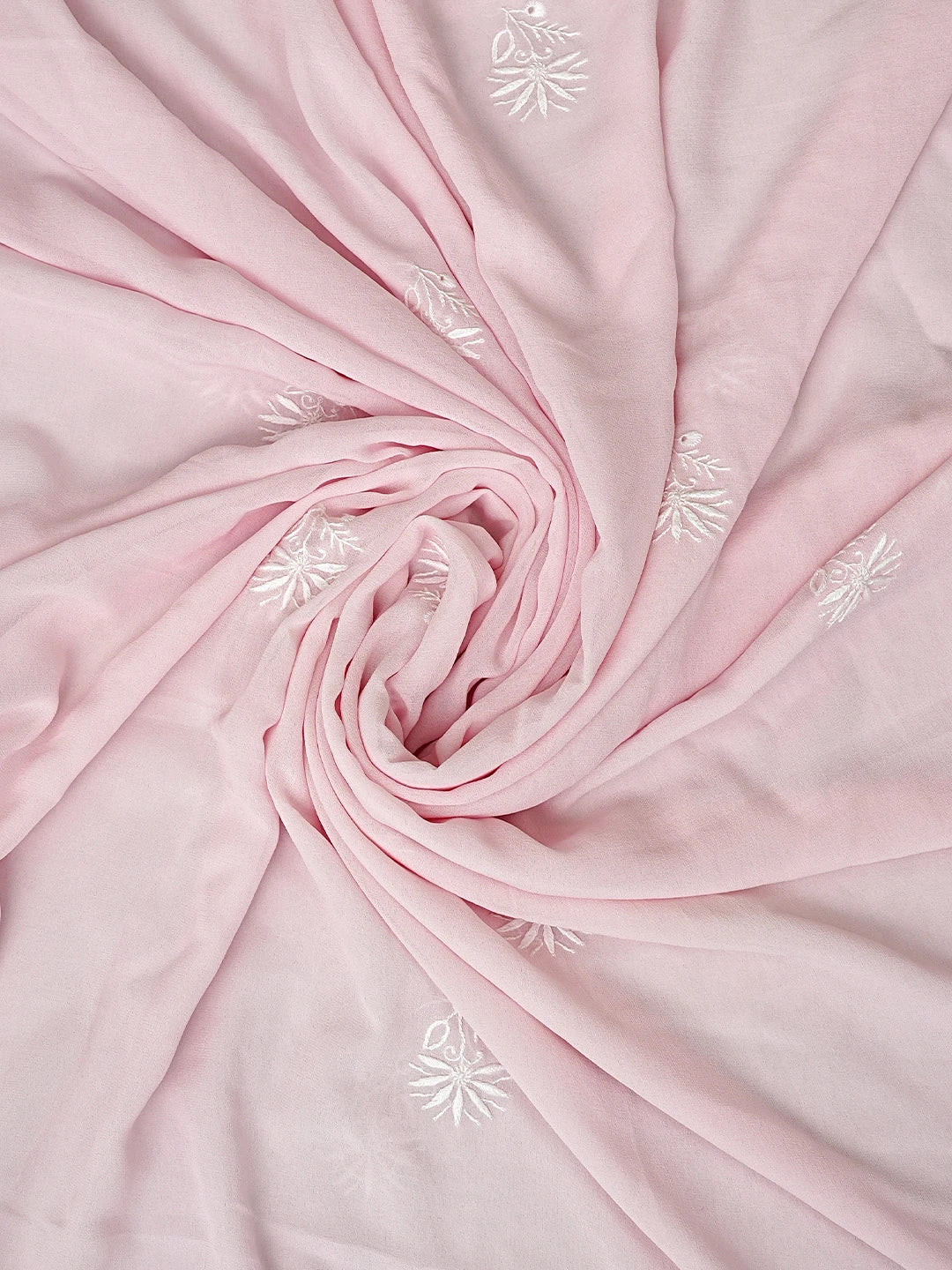 Ada Hand Embroidered Pink Pure Georgette Lucknowi Chikankari Unstitched Kurta Dupatta Set 01A908508