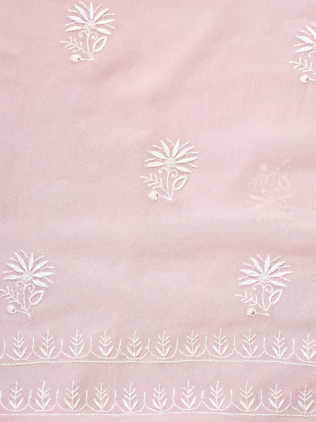 Ada Hand Embroidered Pink Pure Georgette Lucknowi Chikankari Unstitched Kurta Dupatta Set 01A908508