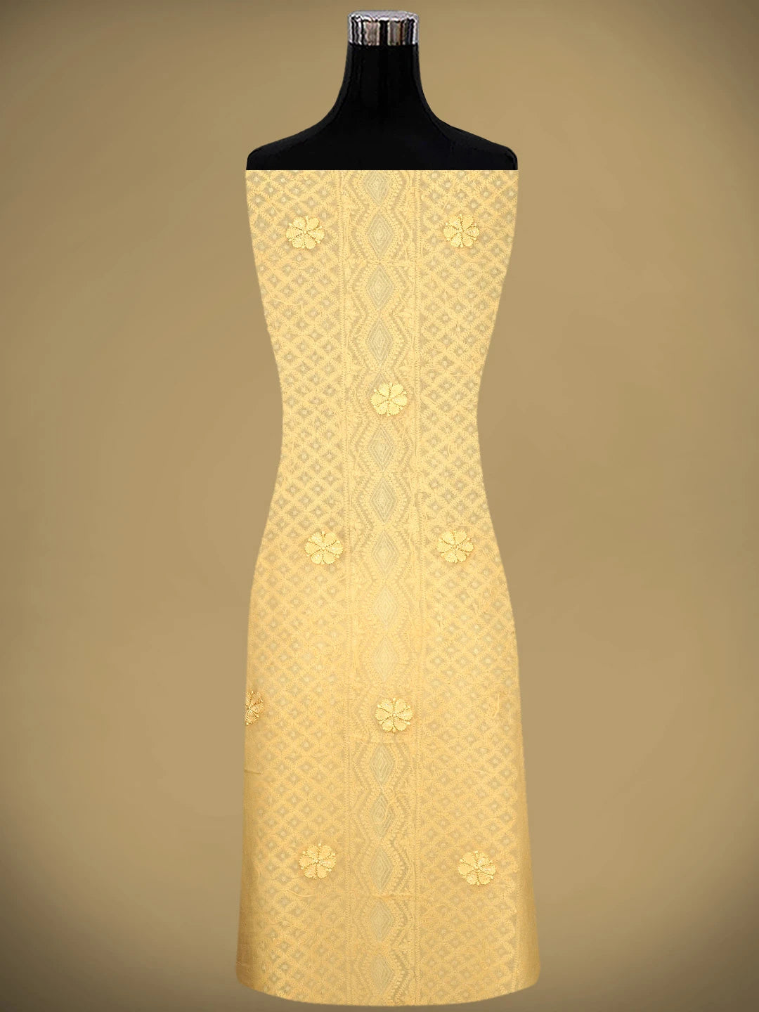 Ada Hand Embroidered Peach Viscose Georgette Lucknowi Chikankari Unstitched Kurta Dupatta Set With Cutdana Work 01A957780