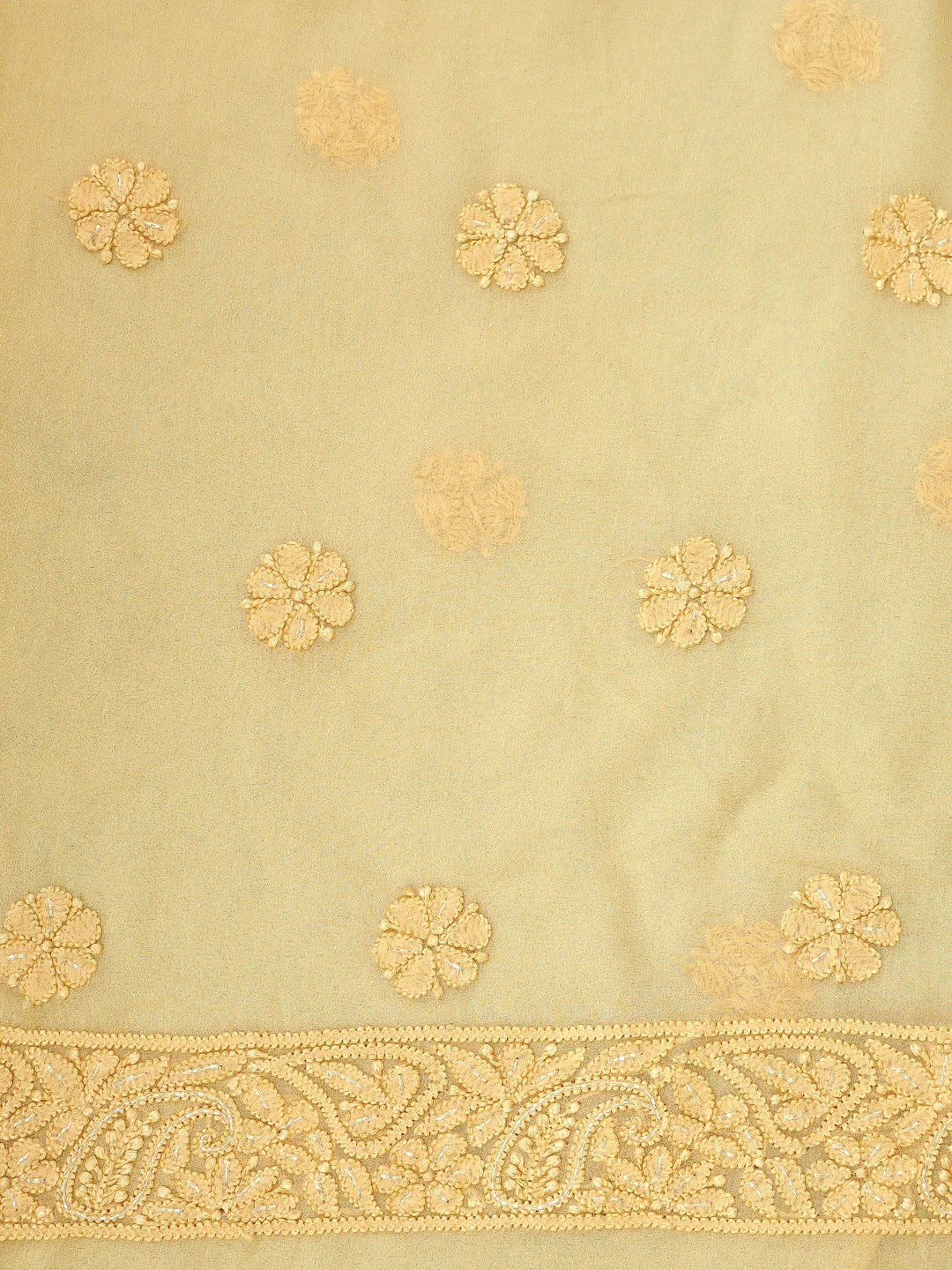 Ada Hand Embroidered Peach Viscose Georgette Lucknowi Chikankari Unstitched Kurta Dupatta Set With Cutdana Work 01A957780