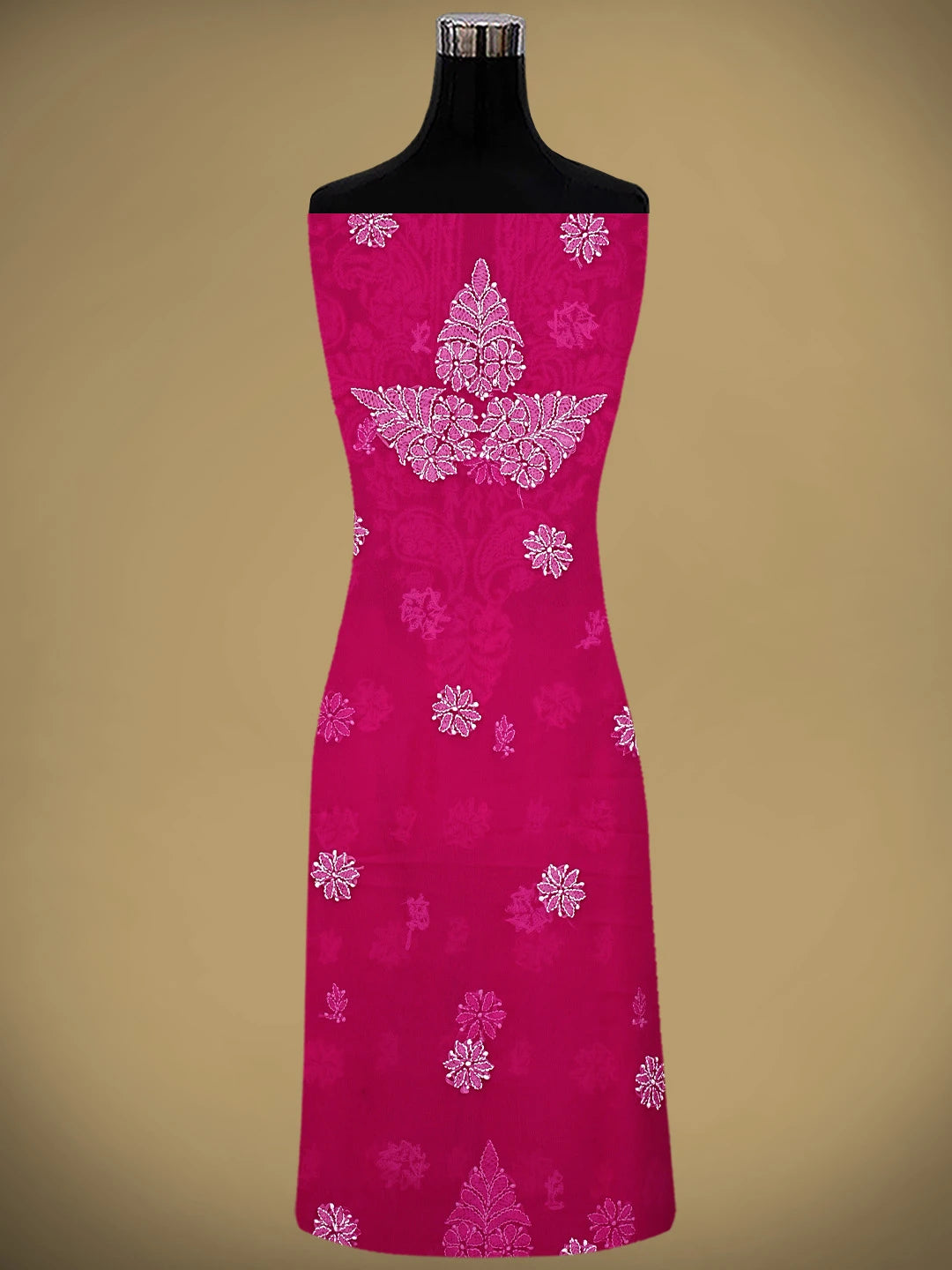 Ada Hand Embroidered Magenta Georgette Lucknowi Chikankari Unstitched Suit Piece 01A955615