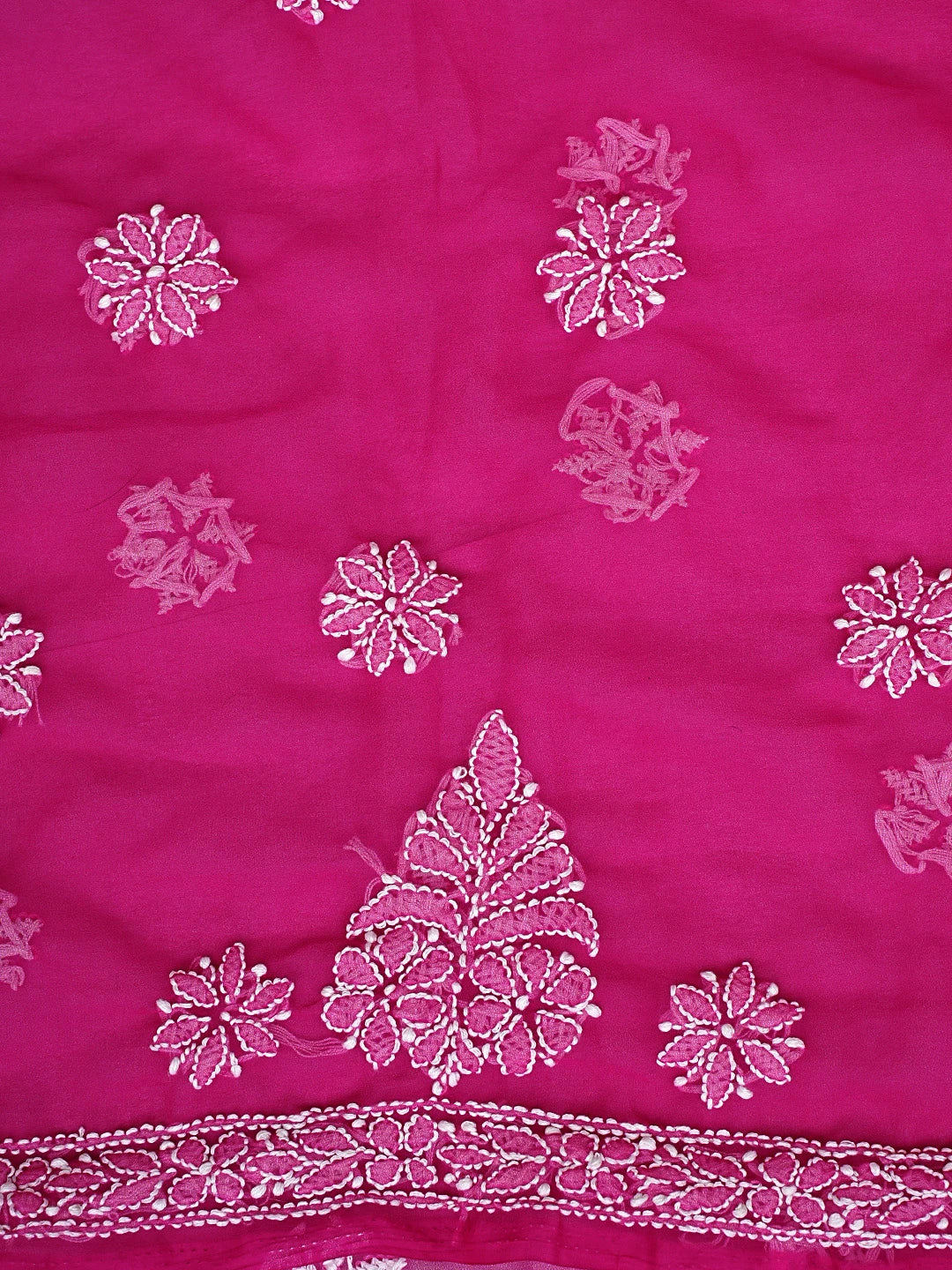 Ada Hand Embroidered Magenta Georgette Lucknowi Chikankari Unstitched Suit Piece 01A955615