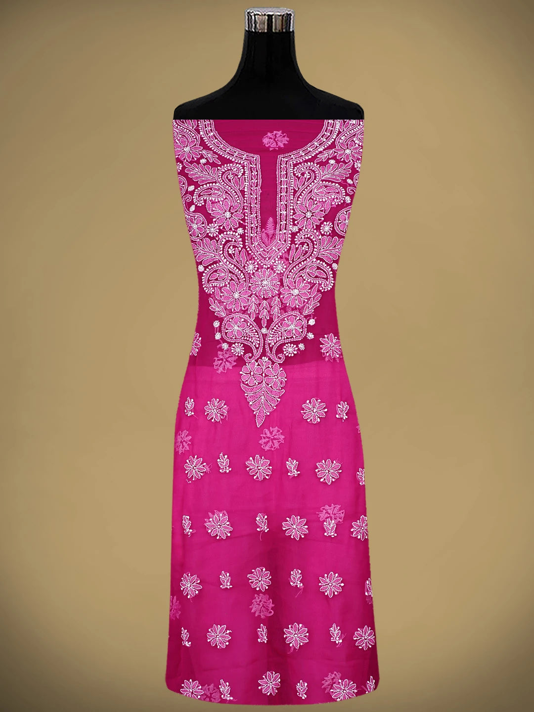 Ada Hand Embroidered Magenta Georgette Lucknowi Chikankari Unstitched Suit Piece 01A955615