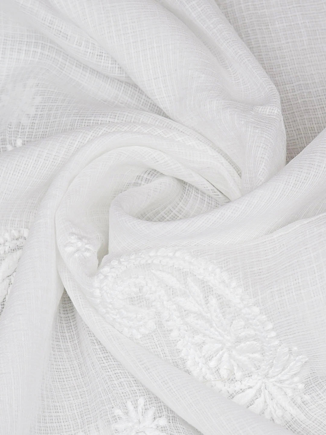 Ada Hand Embroidered White Kota Lucknowi Chikankari Dupatta 01A963737
