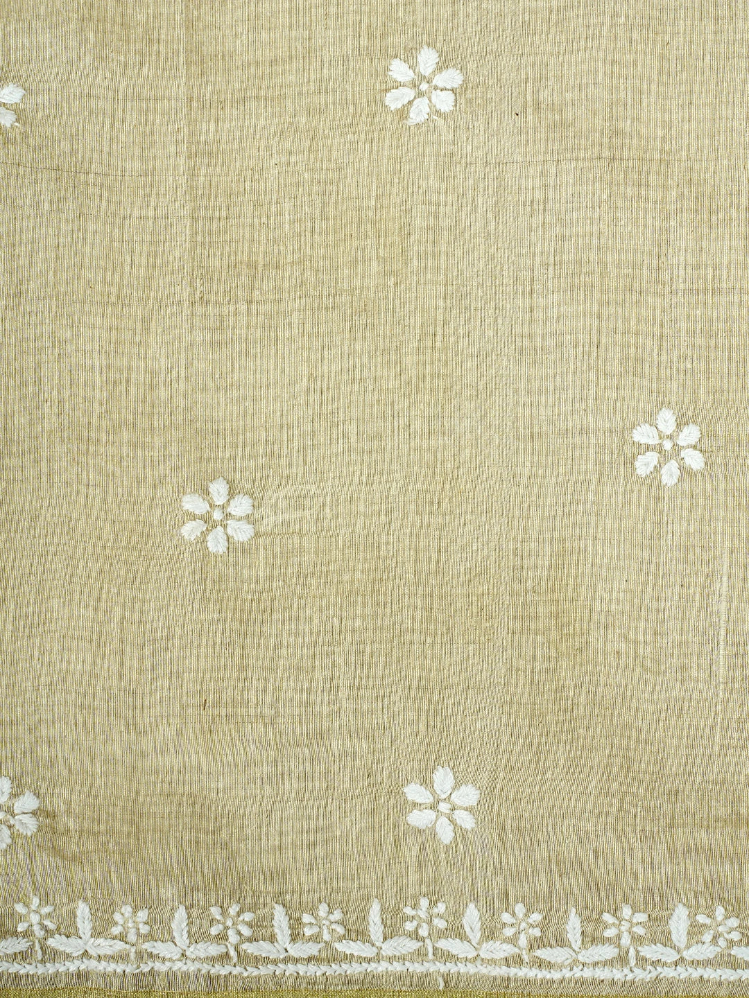 Ada Hand Embroidered Fawn Khadi Chanderi Lucknowi Chikankari Unstitched Kurta Dupatta Set 01A888685
