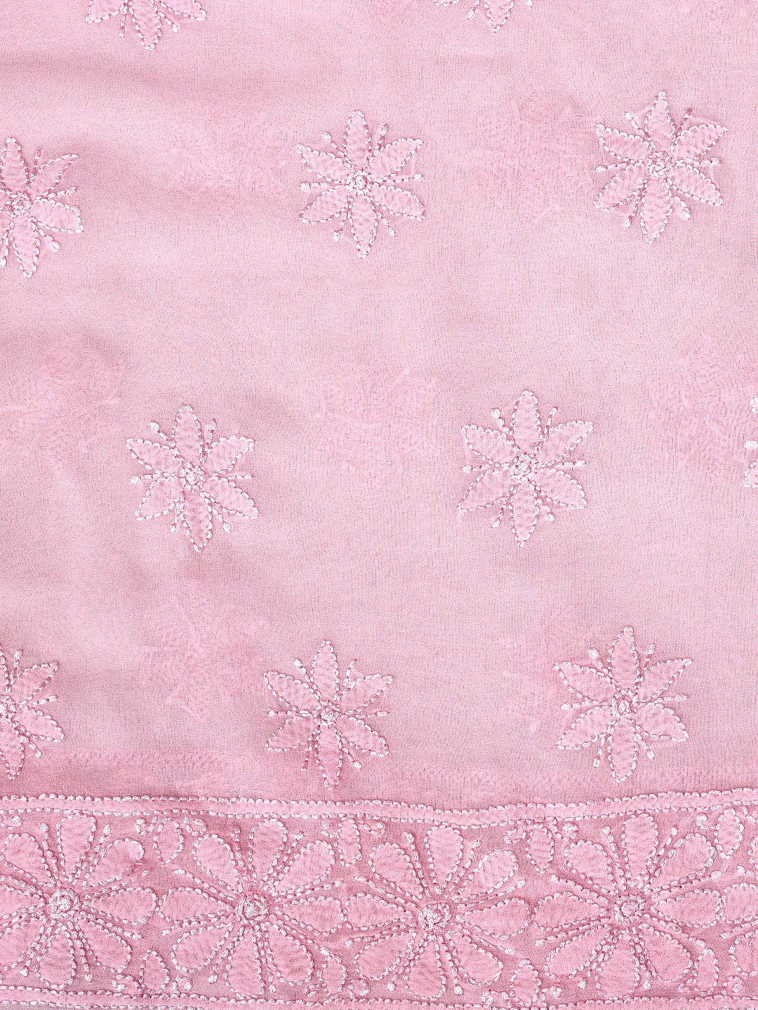 Ada Hand Embroidered Pink Viscose Georgette Lucknowi Chikankari Unstitched Kurta Dupatta Set 01A962439