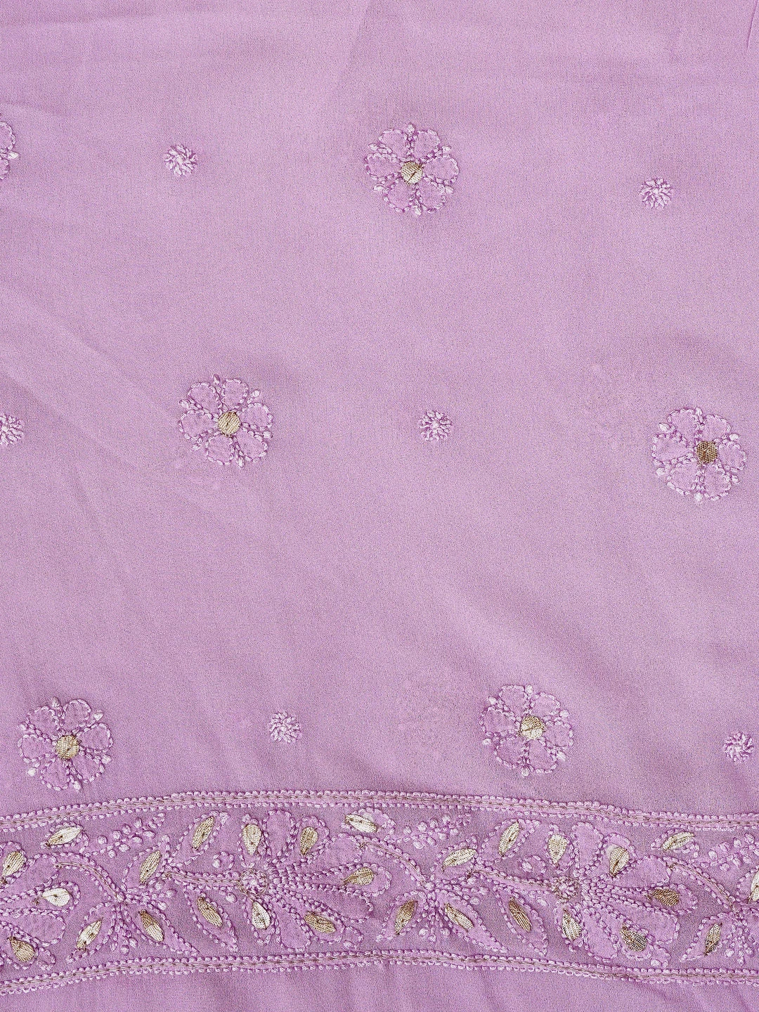 Ada Hand Embroidered Mauve Viscose Georgette Lucknowi Chikankari Unstitched Kurta Dupatta Set With Gota Patti Work 01A962468