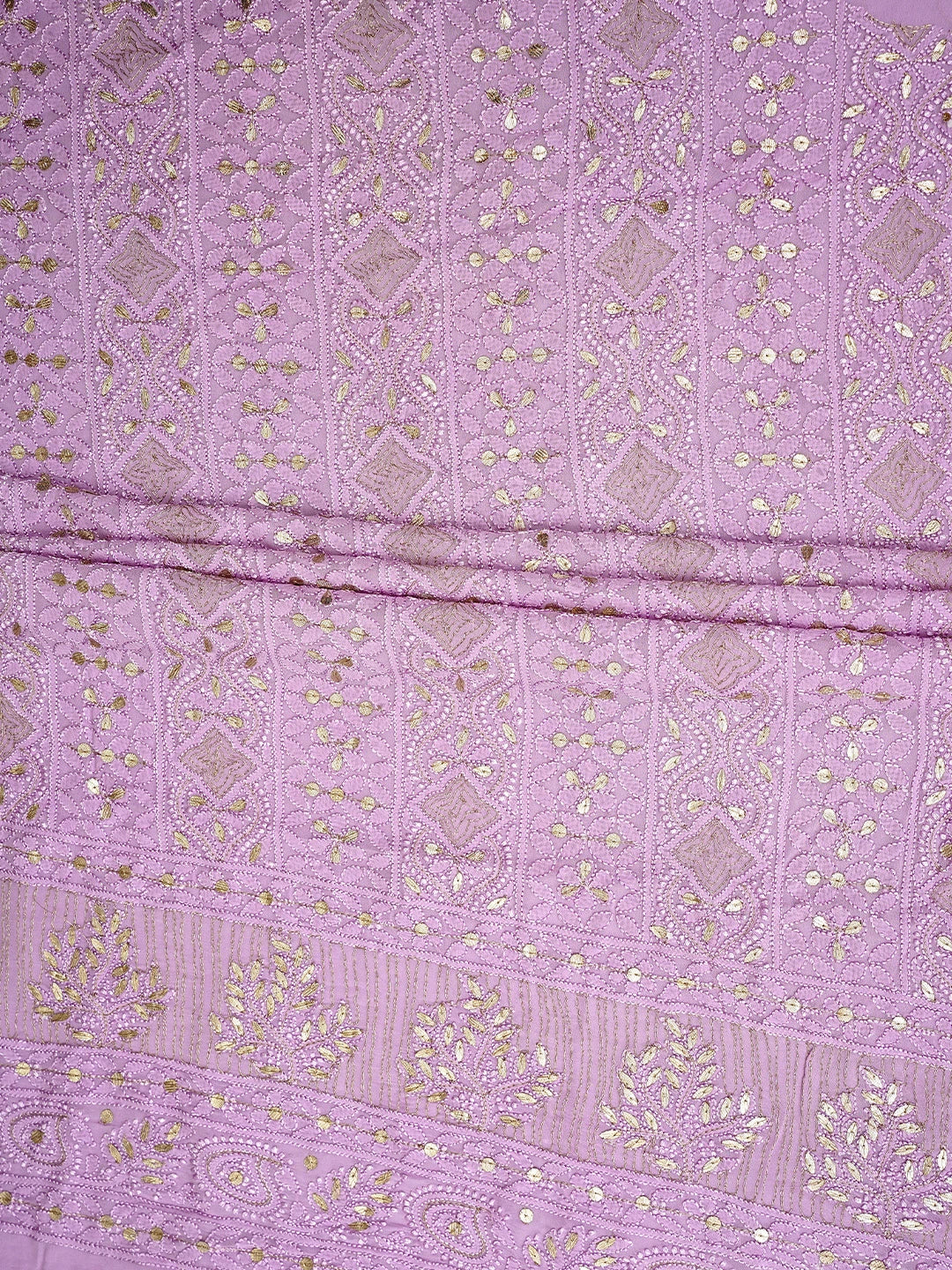 Ada Hand Embroidered Mauve Viscose Georgette Lucknowi Chikankari Unstitched Kurta Dupatta Set With Gota Patti Work 01A962468
