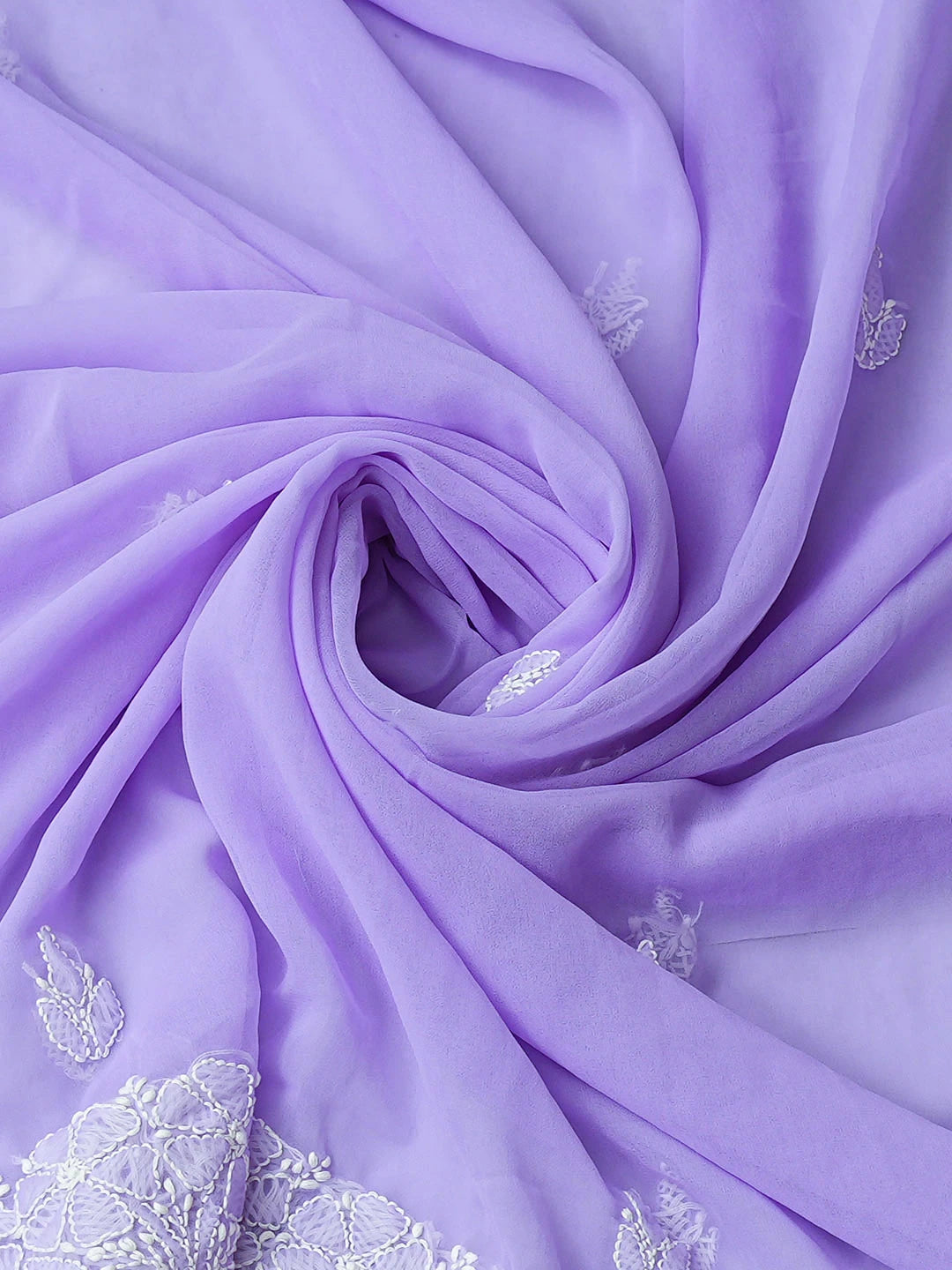 Ada Hand Embroidered Mauve Georgette Lucknowi Chikankari Unstitched Suit Piece With Parsi Work 01A963495