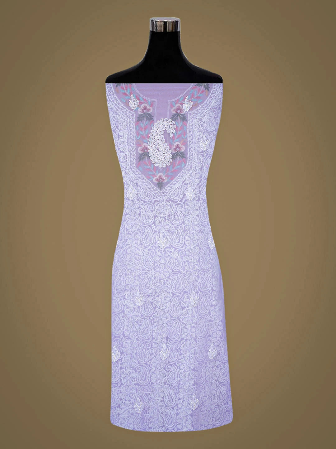 Ada Hand Embroidered Mauve Georgette Lucknowi Chikankari Unstitched Suit Piece With Parsi Work 01A963495