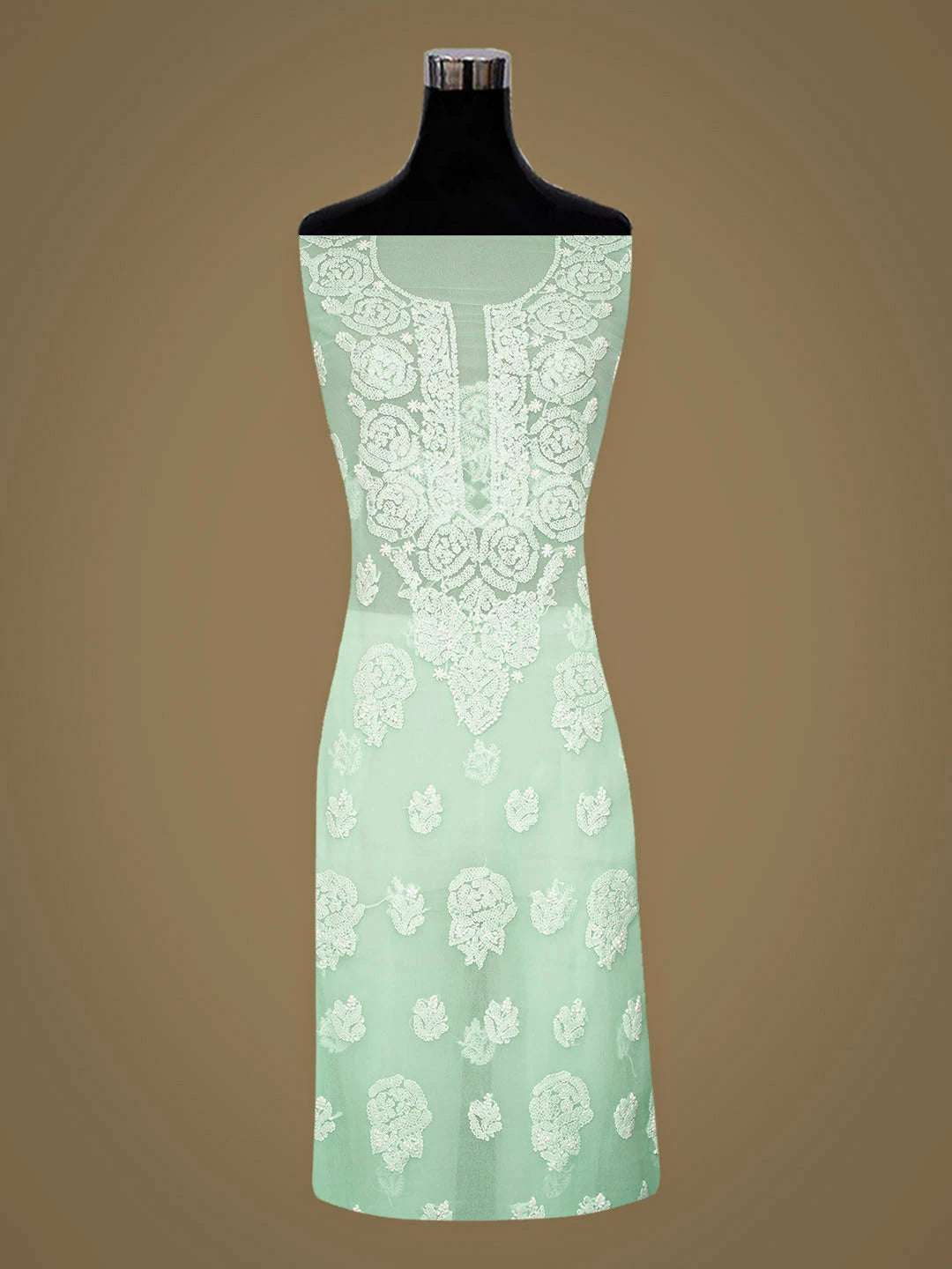 Ada Hand Embroidered Sea Green Georgette Lucknowi Chikankari Unstitched Suit Piece 01A923856