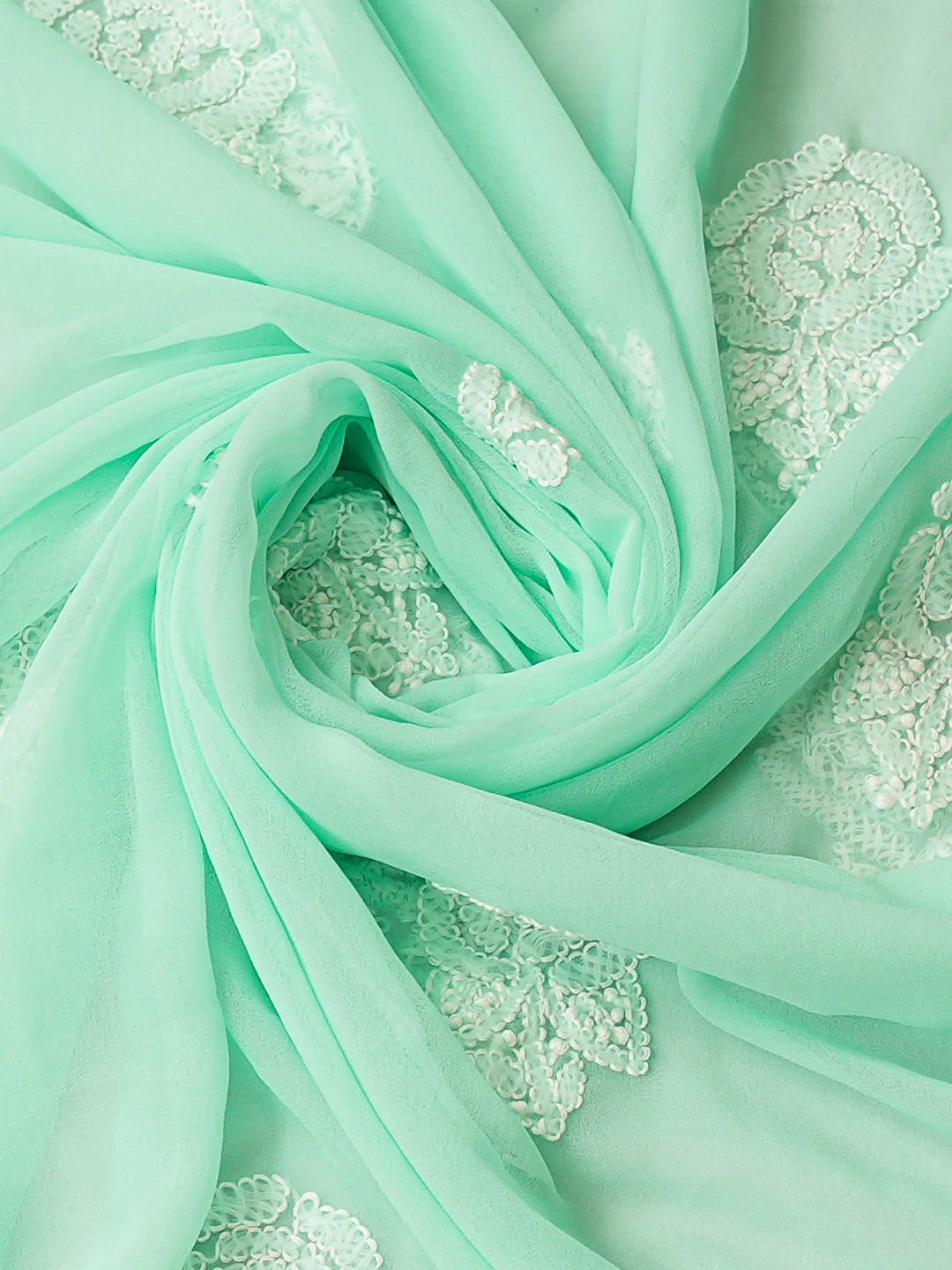 Ada Hand Embroidered Sea Green Georgette Lucknowi Chikankari Unstitched Suit Piece 01A923856