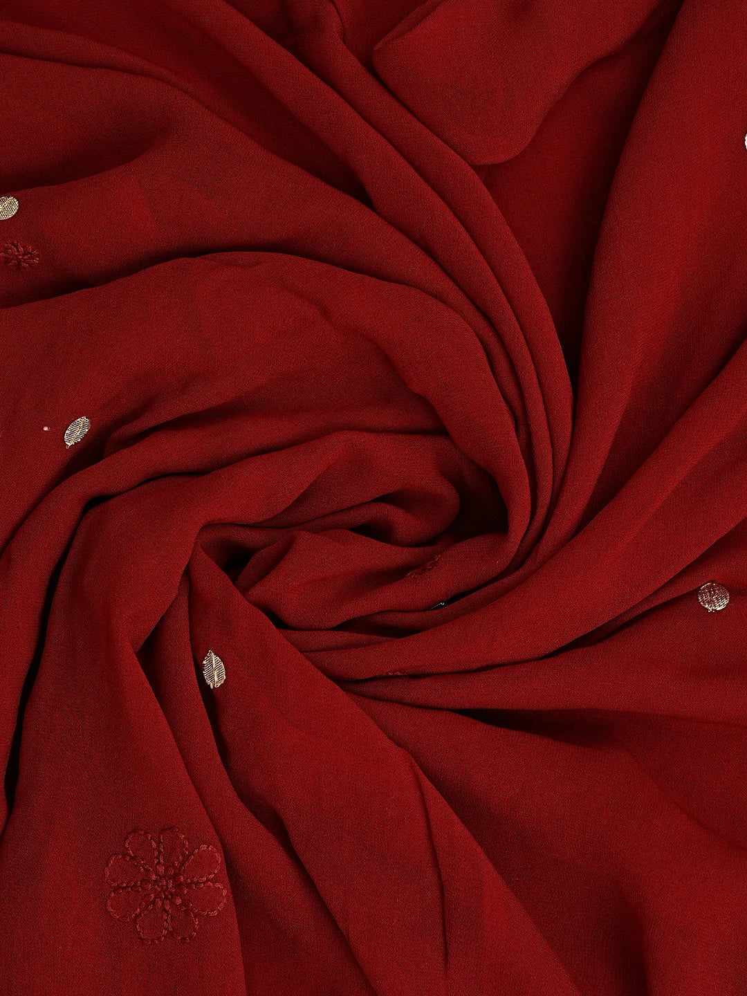 Ada Hand Embroidered Red  Viscose Georgette Lucknowi Chikankari Unstitched Kurta Dupatta Set With Zari Work 01A893423