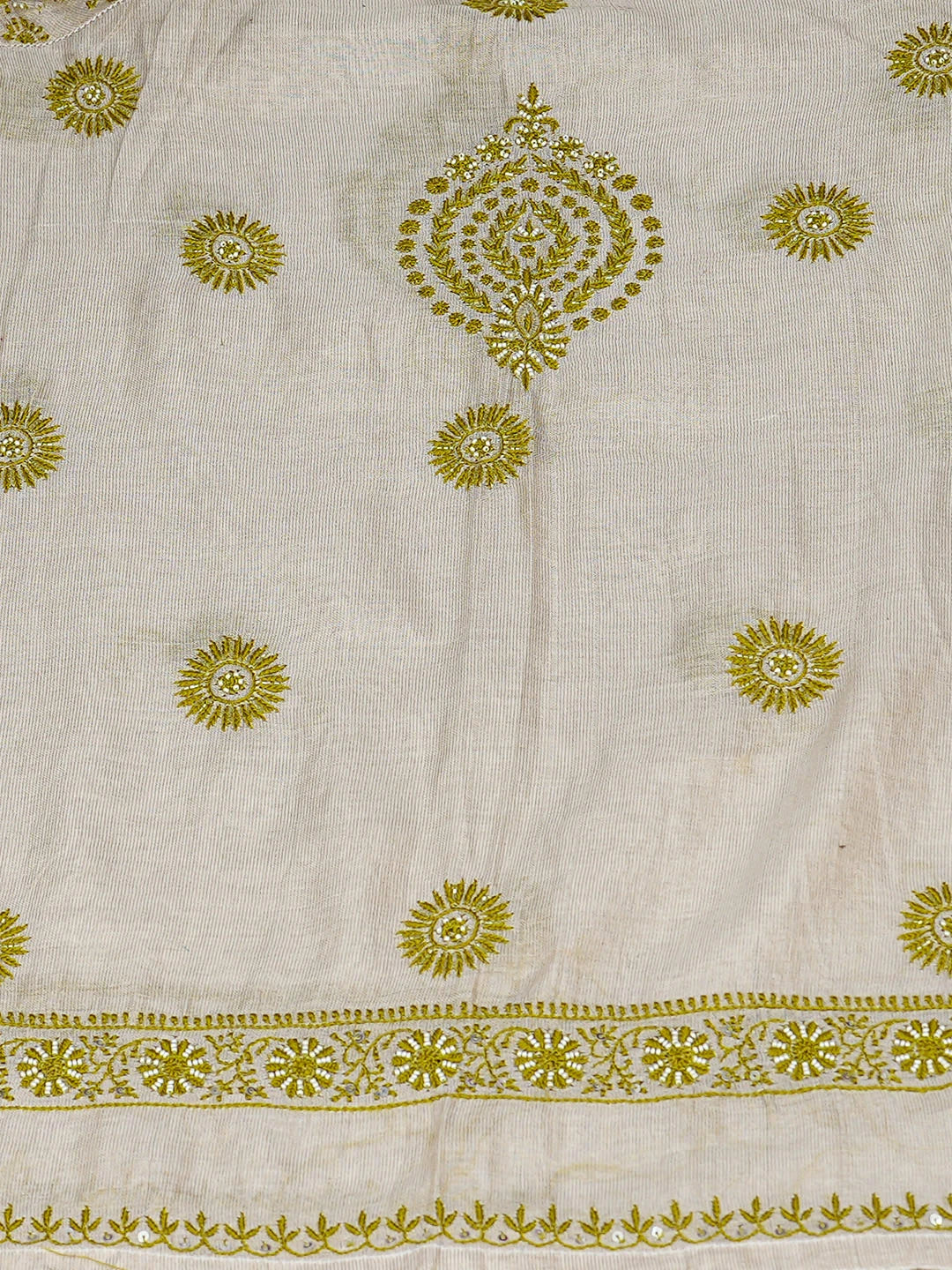 Ada Hand Embroidered Fawn Tissue Lucknowi Chikankari Semi-Stitched Kurta Dupatta Set With Pearl Work 01A951983