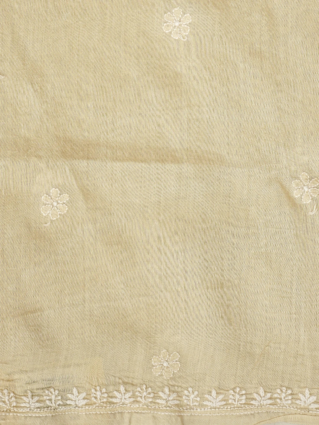 Ada Hand Embroidered Fawn Moonga Silk Lucknowi Chikankari Unstitched Kurta Dupatta Set 01A966352