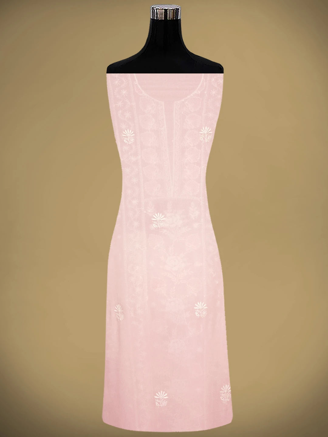 Ada Hand Embroidered Pink Viscose Georgette Lucknowi Chikankari Unstitched Kurta Dupatta Set 01A963332