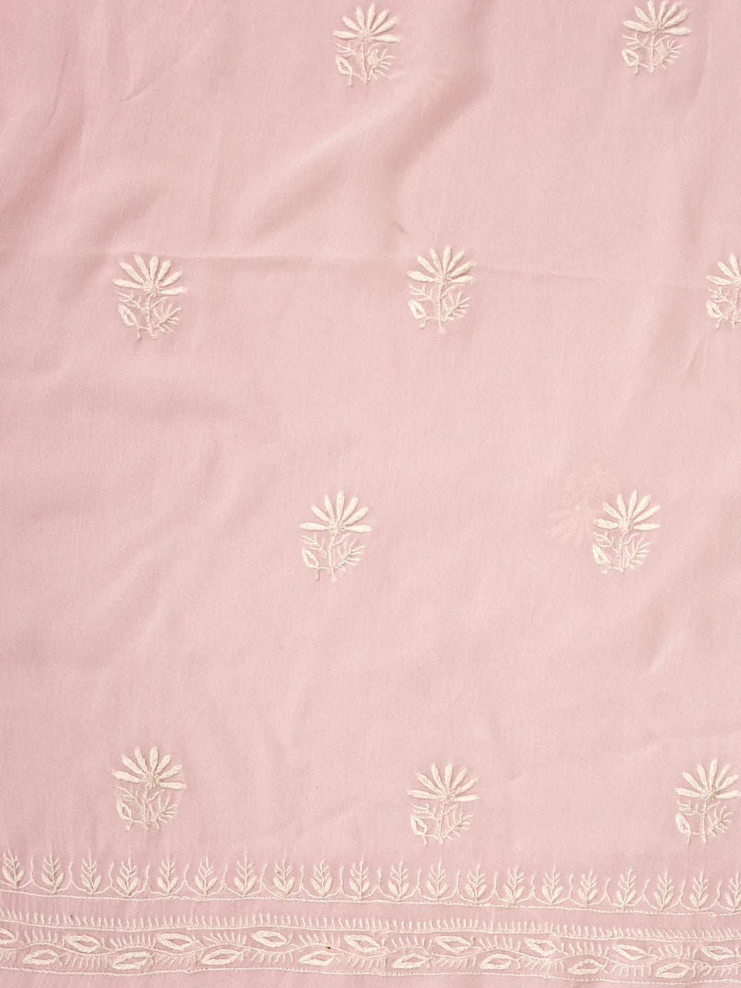 Ada Hand Embroidered Pink Viscose Georgette Lucknowi Chikankari Unstitched Kurta Dupatta Set 01A963332