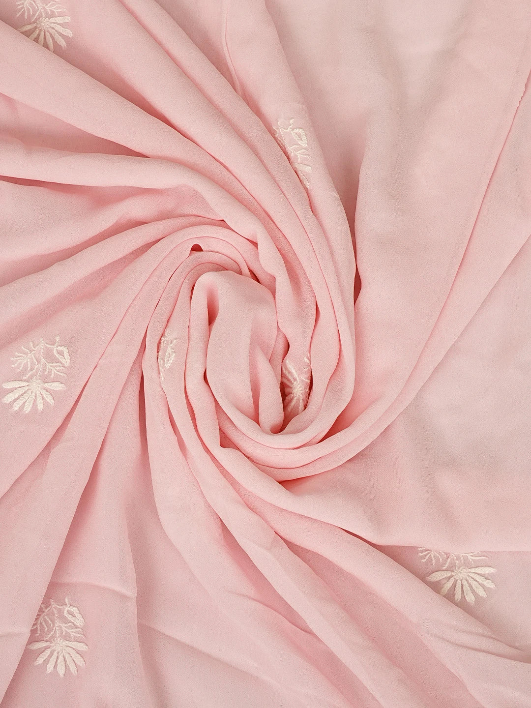 Ada Hand Embroidered Pink Viscose Georgette Lucknowi Chikankari Unstitched Kurta Dupatta Set 01A963332
