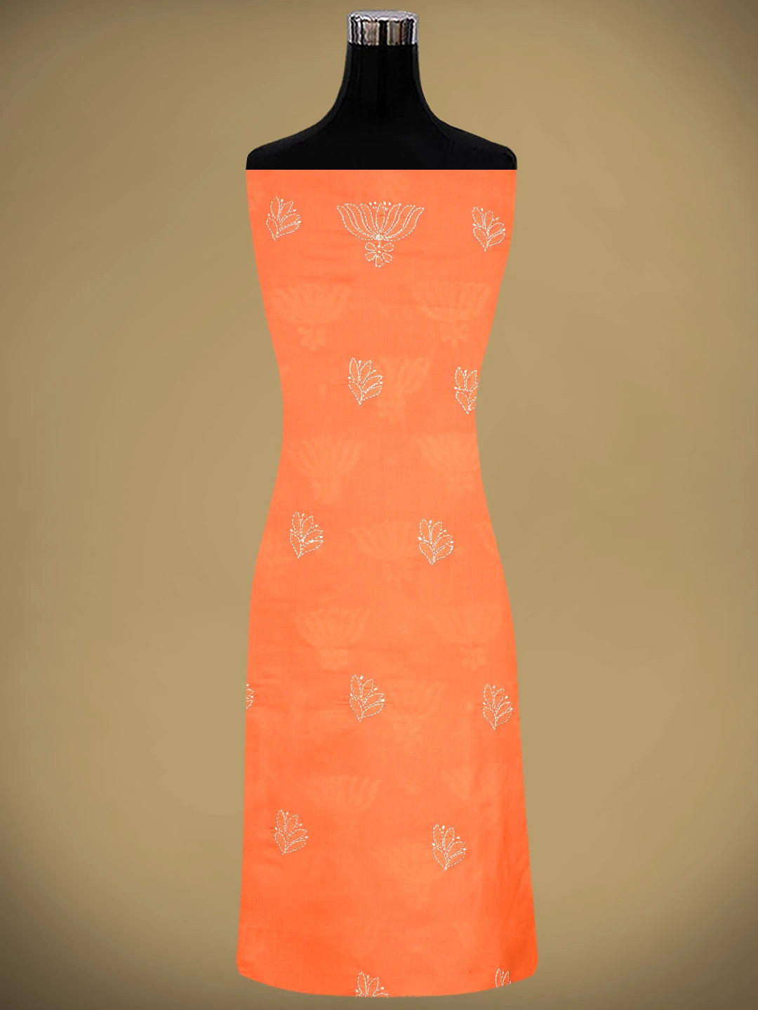 Ada Hand Embroidered Peach Cotton Lucknowi Chikankari Unstitched Suit Piece 01A753947
