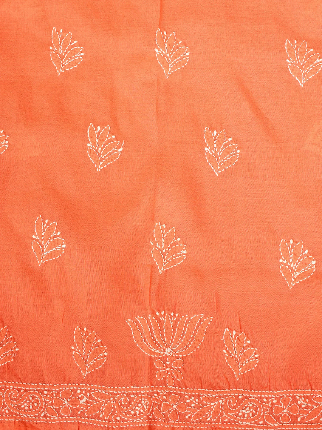 Ada Hand Embroidered Peach Cotton Lucknowi Chikankari Unstitched Suit Piece 01A753947
