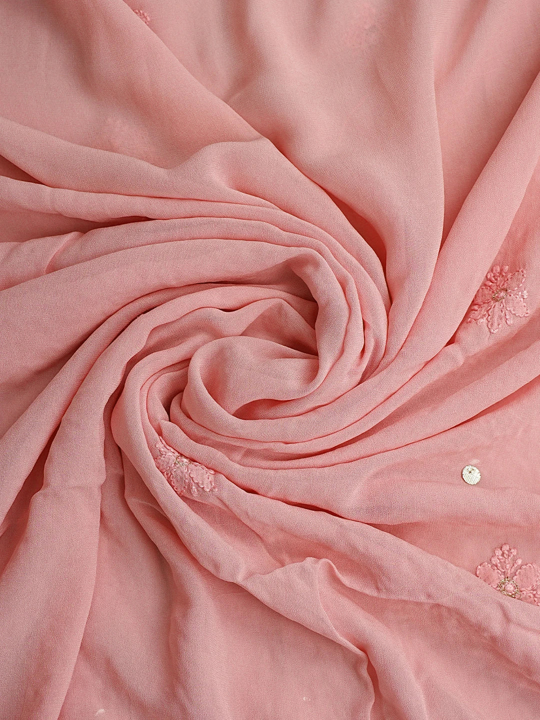 Ada Hand Embroidered Pink Viscose Georgette Lucknowi Chikankari Unstitched Kurta Dupatta Set With Gota Patti Work 01A944710