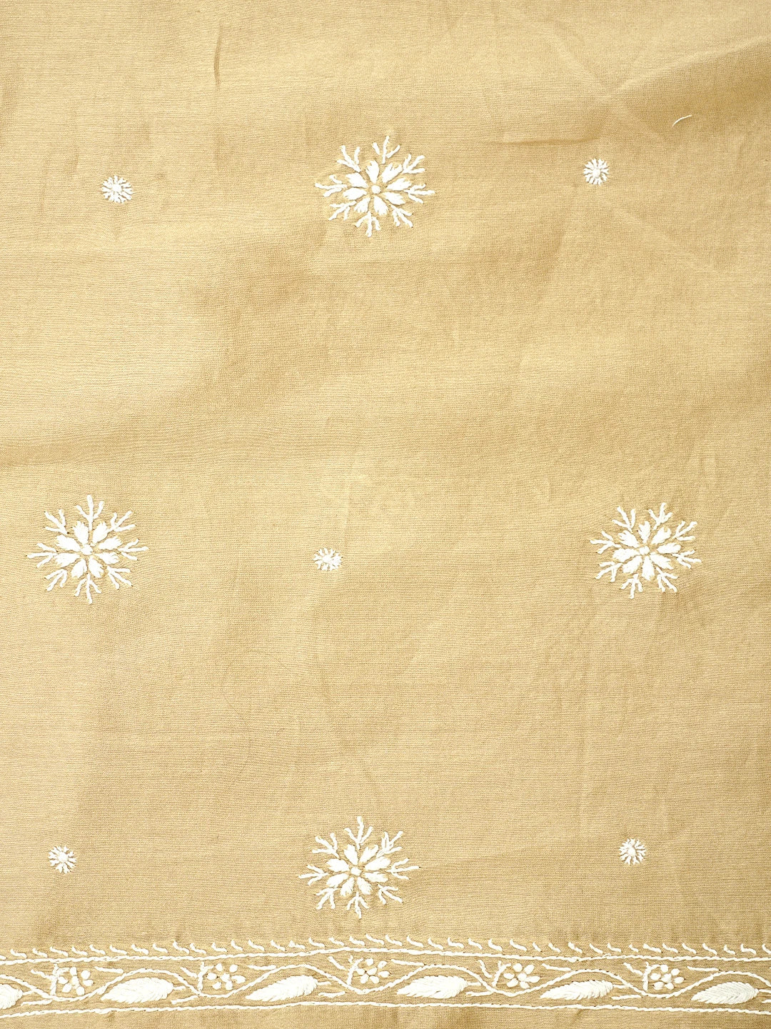 Ada Hand Embroidered Fawn Chanderi Lucknowi Chikankari Unstitched Kurta Dupatta Set 01A910424