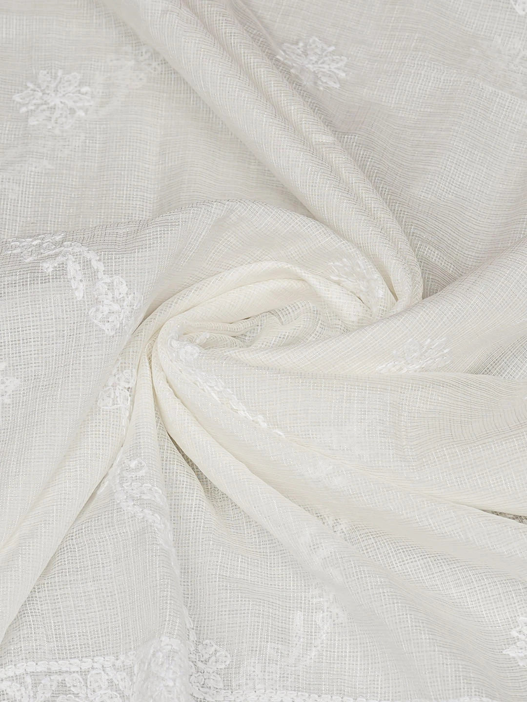 Ada Hand Embroidered White kota chanderi Lucknowi Chikankari Dupatta 01A960501