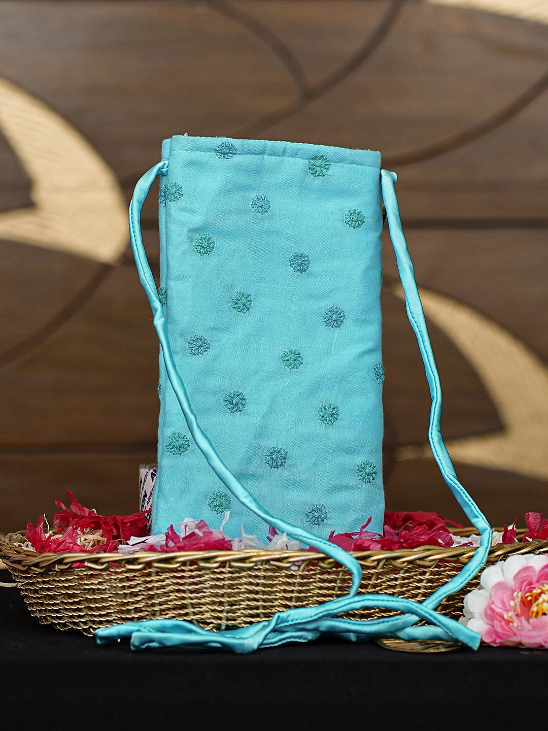 Ada Hand Embroidered Blue Cotton Lucknowi Chikankari Mobile Cover 01A917413