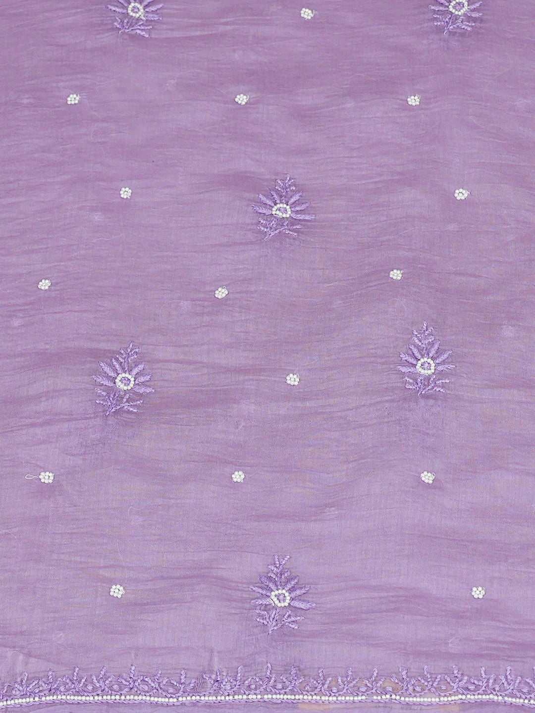 Ada Hand Embroidered Mauve Chanderi Lucknowi Chikankari Unstitched Kurta Dupatta Set With Pearl Work 01A819262