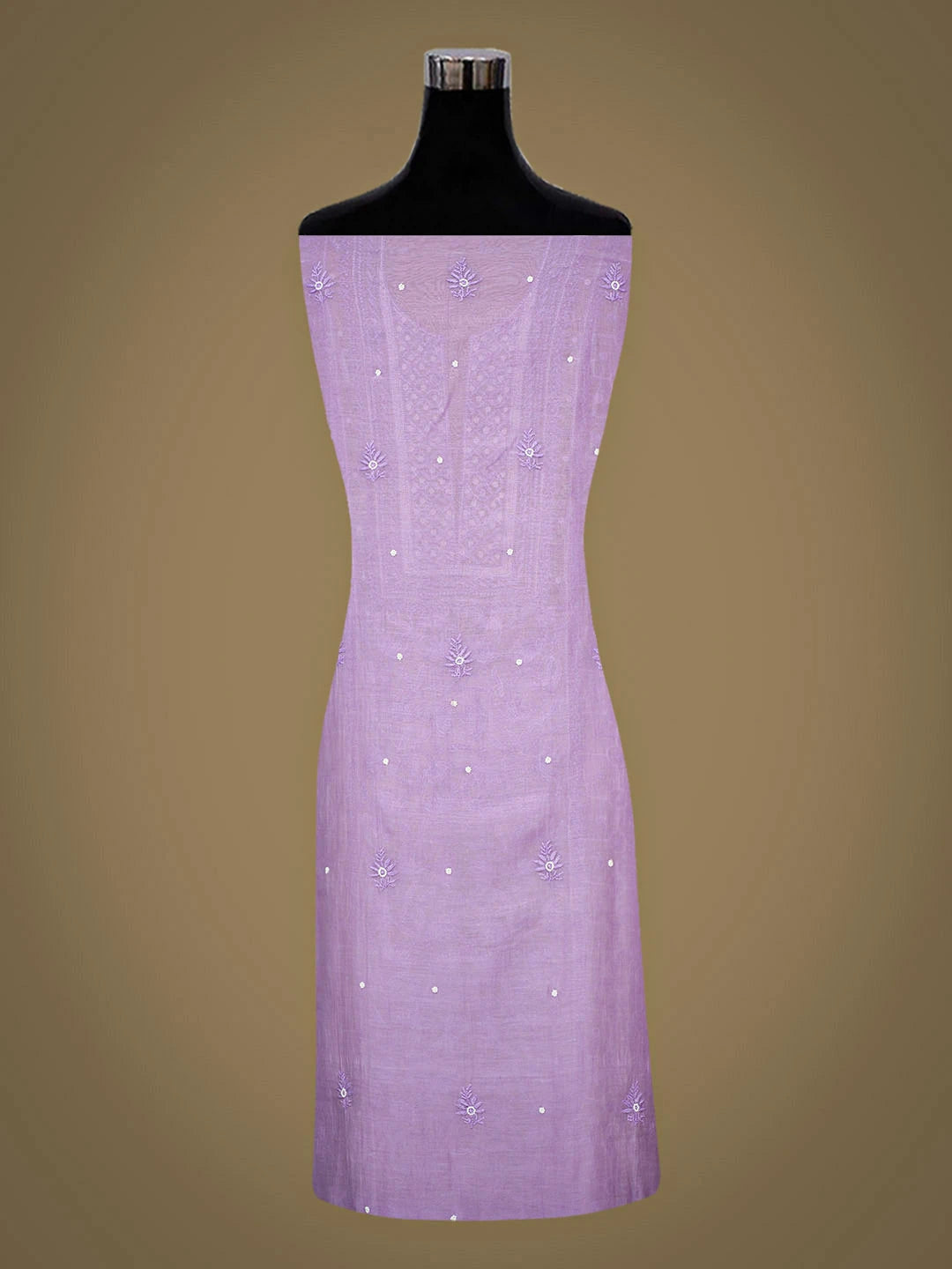 Ada Hand Embroidered Mauve Chanderi Lucknowi Chikankari Unstitched Kurta Dupatta Set With Pearl Work 01A819262