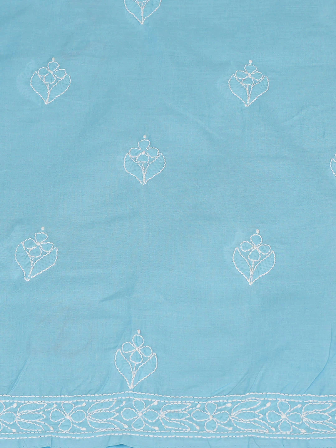 Ada Hand Embroidered Blue Cotton lucknowi Chikankari Unstitched Kurta 01A946895