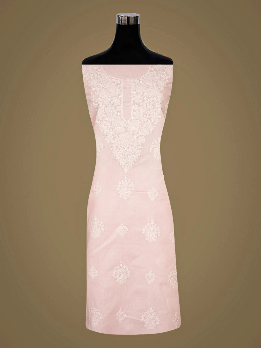 Ada Hand Embroidered Pink Cotton lucknowi Chikankari Unstitched Kurta 01A946898