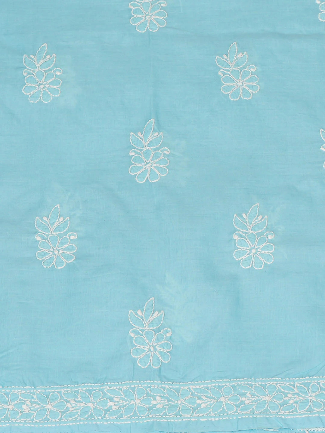 Ada Hand Embroidered Blue Cotton lucknowi Chikankari Unstitched Kurta 01A946564