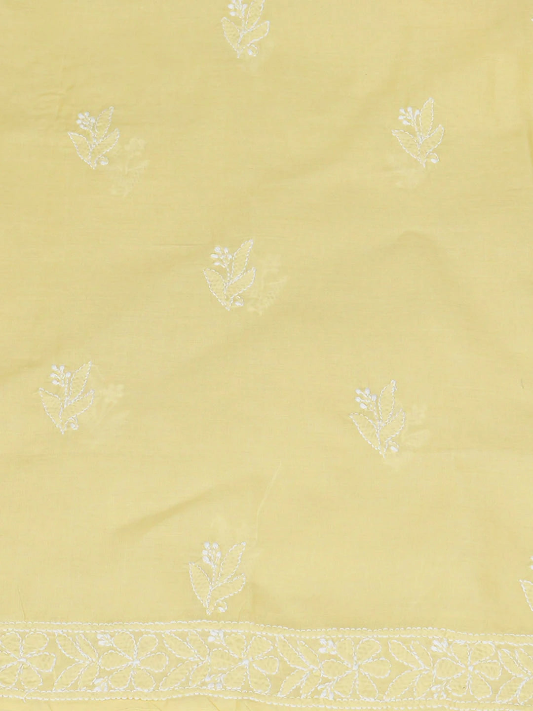 Ada Hand Embroidered Yellow Cotton lucknowi Chikankari Unstitched Kurta 01A946918