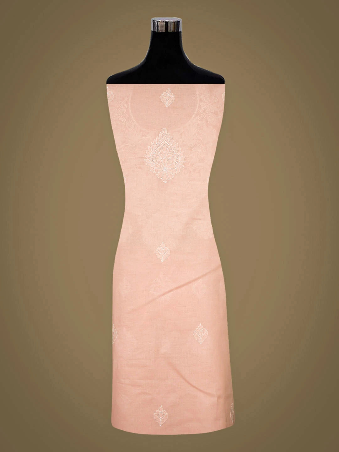 Ada Hand Embroidered Peach Cotton lucknowi Chikankari Unstitched Kurta 01A946889