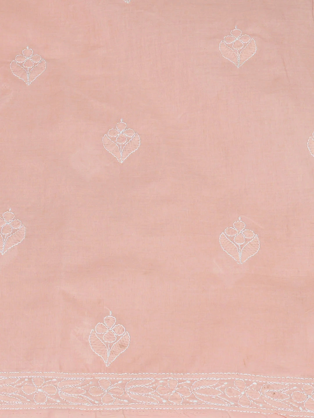 Ada Hand Embroidered Peach Cotton lucknowi Chikankari Unstitched Kurta 01A946889