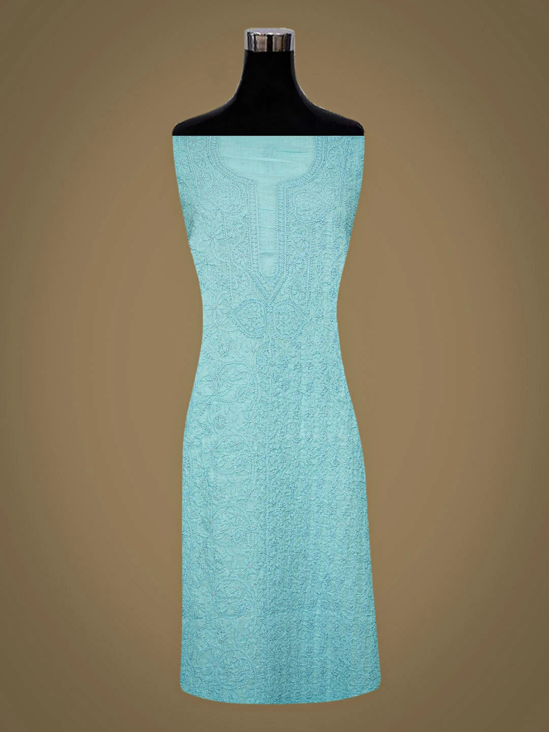Ada Hand Embroidered Blue Cotton lucknowi Chikankari Unstitched Kurta 01A898603