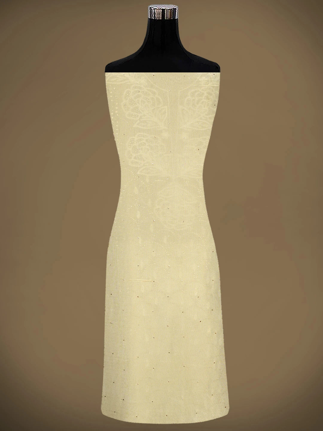 Ada Hand Embroidered Fawn Tissue Lucknowi Chikankari Unstitched Kurta Dupatta Set With Muqaish /Mukaish Work 01A972631