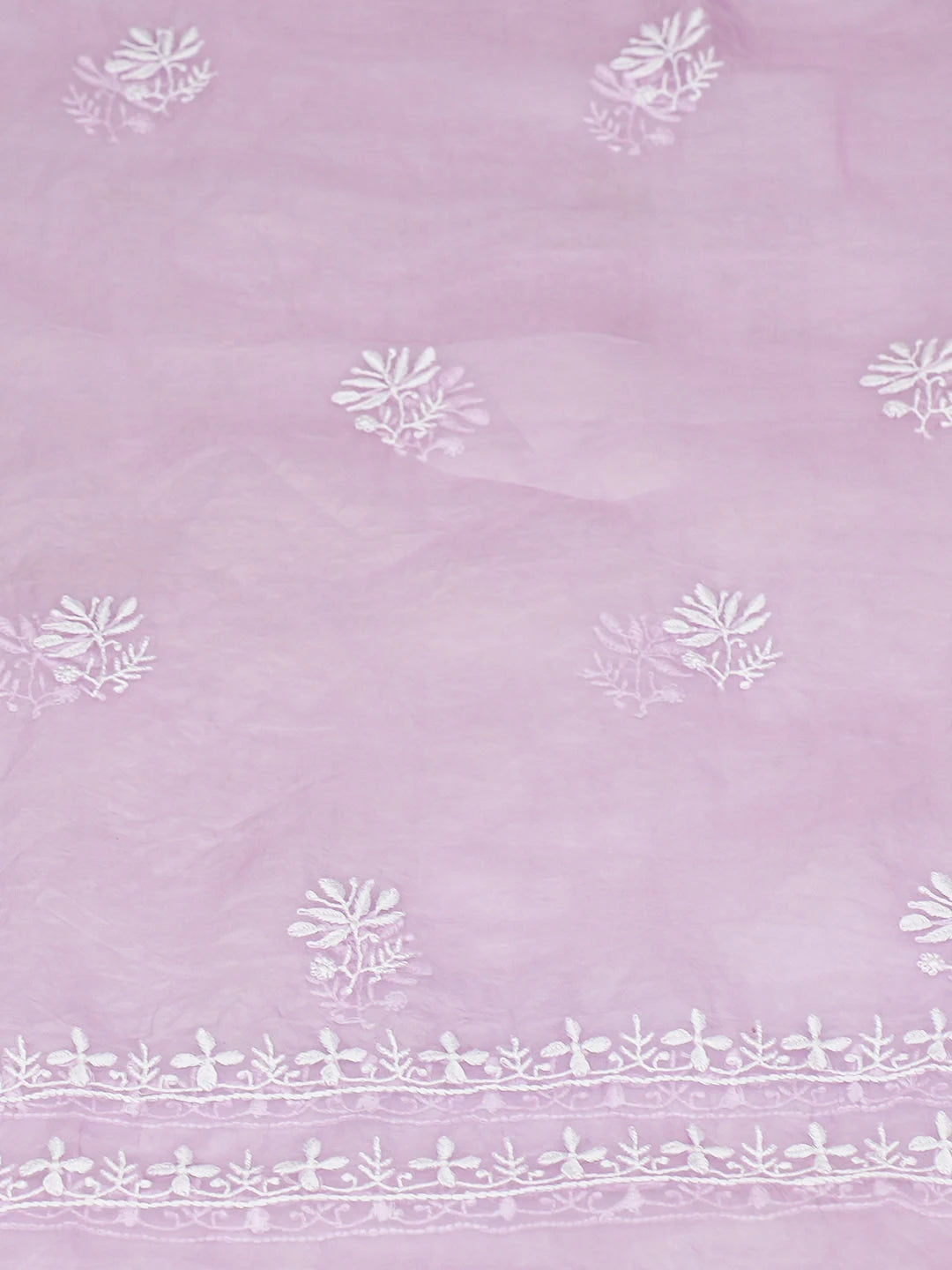 Ada Hand Embroidered Lavender Organza Lucknowi Chikankari Unstitched Kurta Dupatta Set 01A936291