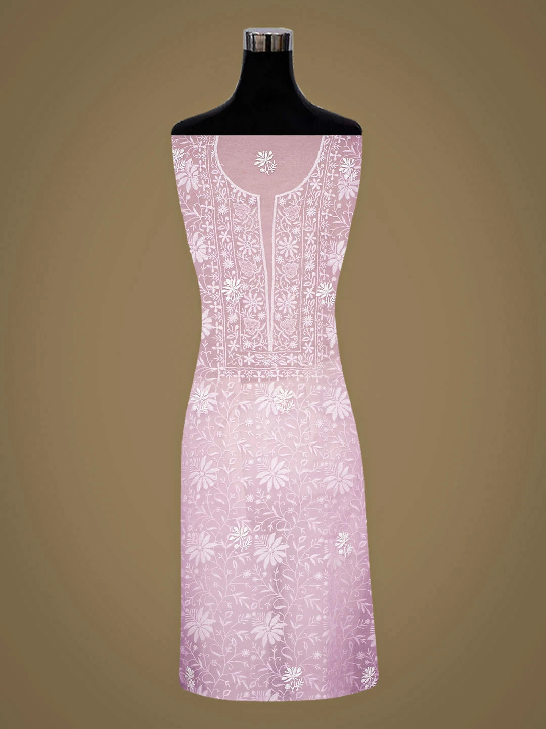 Ada Hand Embroidered Lavender Organza Lucknowi Chikankari Unstitched Kurta Dupatta Set 01A936291