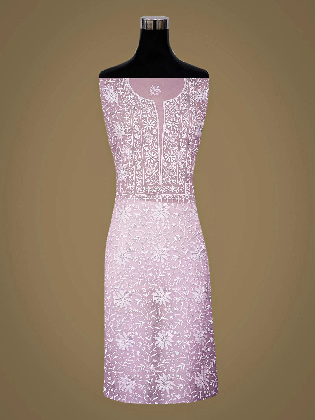 Ada Hand Embroidered Lavender Organza Lucknowi Chikankari Unstitched Kurta Dupatta Set 01A936291